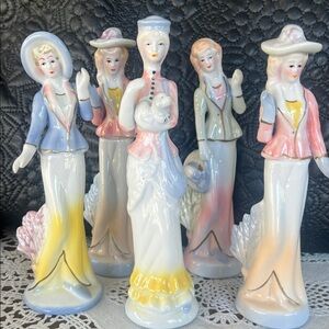 Vintage Porcelain Lady Figurines Set (x5)